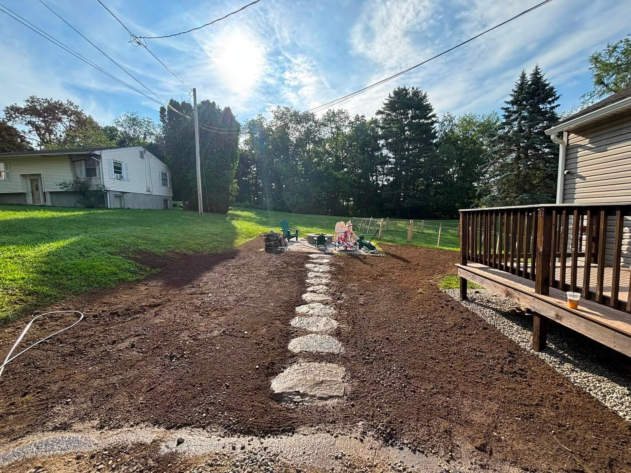 Stone walkway finished — Southbridge, MA property